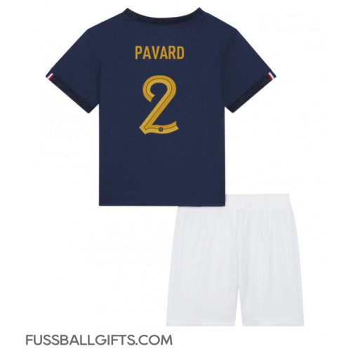 Frankreich Benjamin Pavard #2 Fußballbekleidung Heimtrikot Kinder WM 2022 Kurzarm (+ kurze hosen)